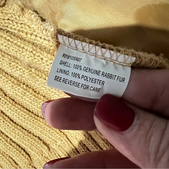 USA Leather vintage Tan turtle neck Cardigan Sweater 100% rabbit fur women’s 2XL - Picture 4 of 9